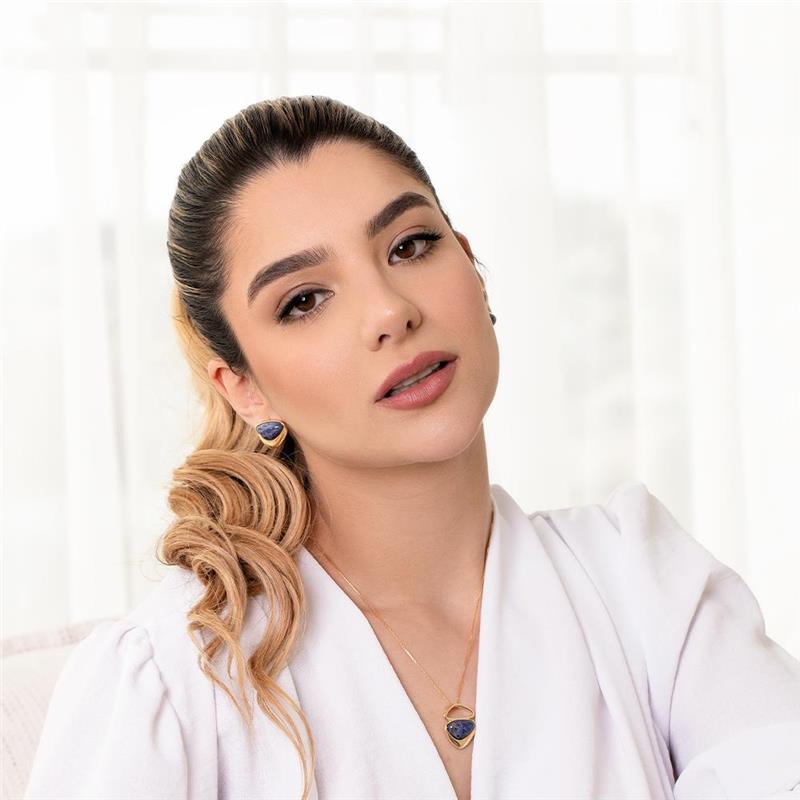 Conjunto Brilhato Pedras Naturais Brasileiras — Folheado a Ouro