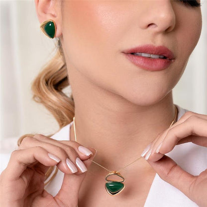 Conjunto Brilhato Pedras Naturais Brasileiras — Folheado a Ouro