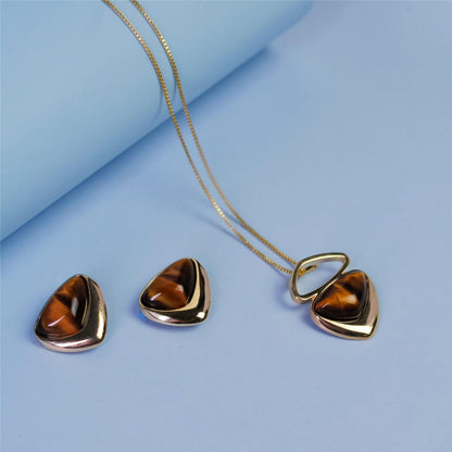 Conjunto Brilhato Pedras Naturais Brasileiras — Folheado a Ouro