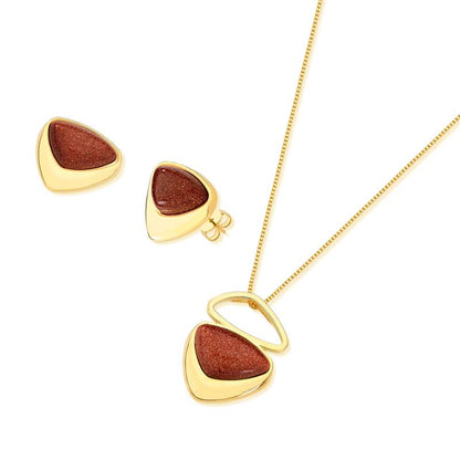 Conjunto Brilhato Pedras Naturais Brasileiras — Folheado a Ouro