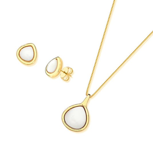 Conjunto Brilhato Pedras Naturais Brasileiras — Folheado a Ouro — OBSIDIANA