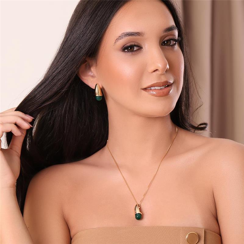 Conjunto Brilhato Pedras Naturais Brasileiras — Folheado a Ouro