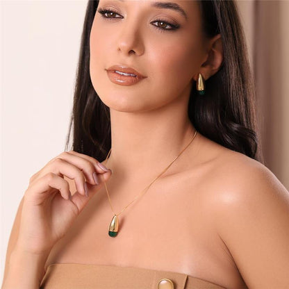 Conjunto Brilhato Pedras Naturais Brasileiras — Folheado a Ouro — QUARTZO ROSA