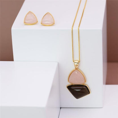 Conjunto Brilhato Pedras Naturais Brasileiras — Folheado a Ouro