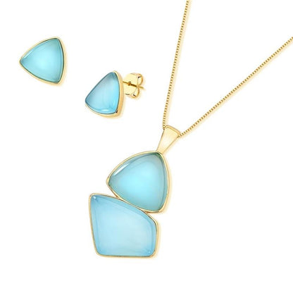 Conjunto Brilhato Pedras Naturais Brasileiras — Folheado a Ouro