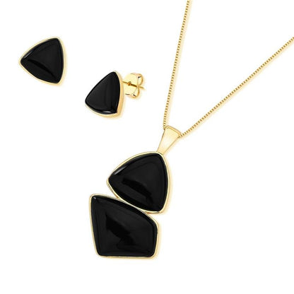 Conjunto Brilhato Pedras Naturais Brasileiras — Folheado a Ouro