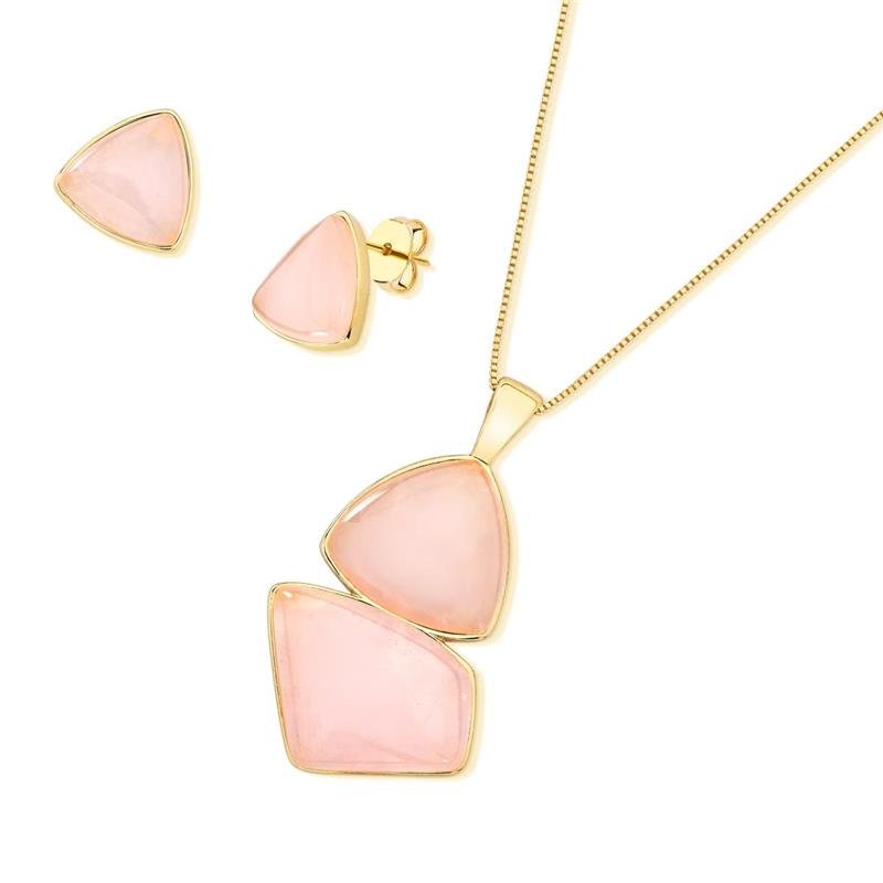 Conjunto Brilhato Pedras Naturais Brasileiras — Folheado a Ouro