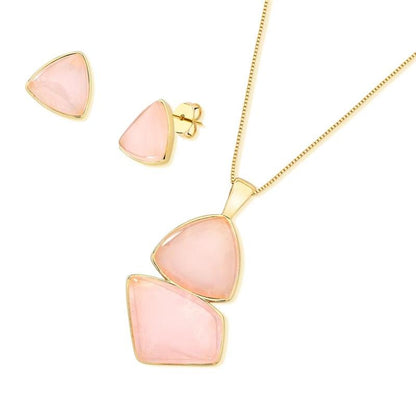 Conjunto Brilhato Pedras Naturais Brasileiras — Folheado a Ouro