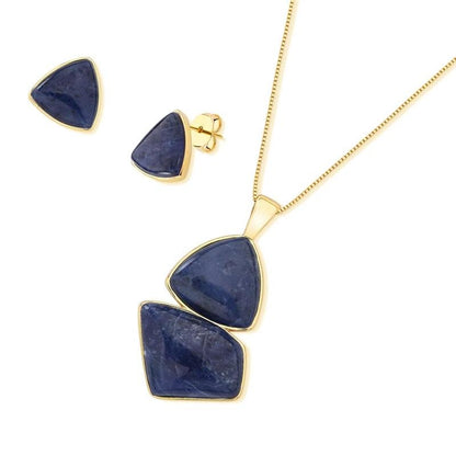 Conjunto Brilhato Pedras Naturais Brasileiras — Folheado a Ouro