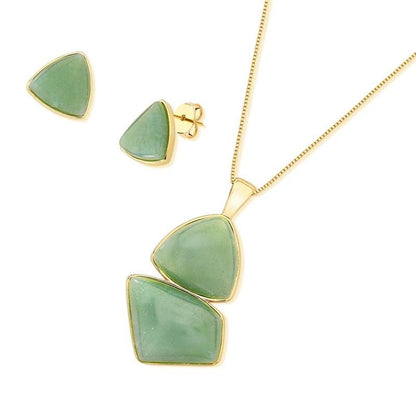 Conjunto Brilhato Pedras Naturais Brasileiras — Folheado a Ouro