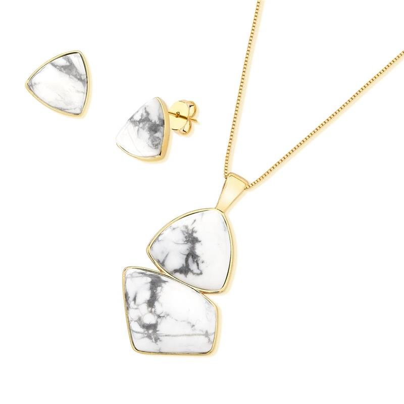 Conjunto Brilhato Pedras Naturais Brasileiras — Folheado a Ouro