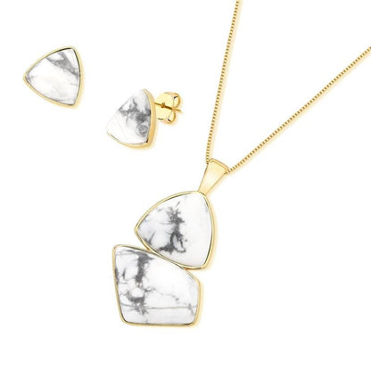 Conjunto Brilhato Pedras Naturais Brasileiras — Folheado a Ouro