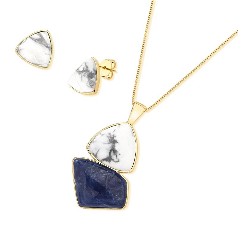 Conjunto Brilhato Pedras Naturais Brasileiras — Folheado a Ouro
