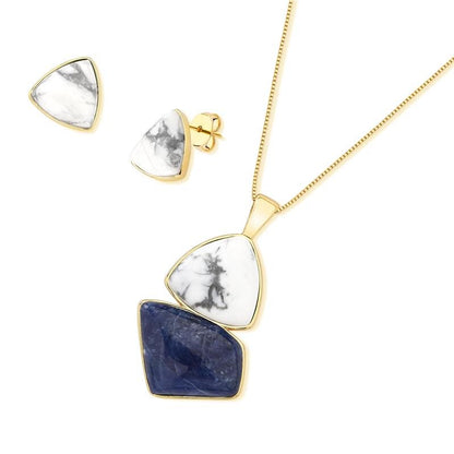 Conjunto Brilhato Pedras Naturais Brasileiras — Folheado a Ouro