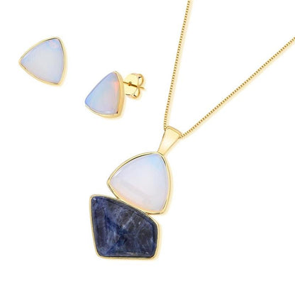 Conjunto Brilhato Pedras Naturais Brasileiras — Folheado a Ouro