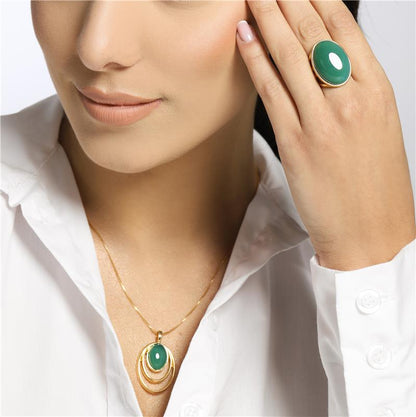 Conjunto Brilhato Pedras Naturais Brasileiras — Folheado a Ouro