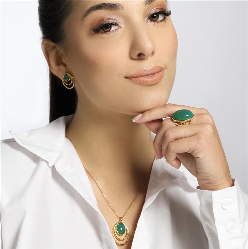 Conjunto Brilhato Pedras Naturais Brasileiras — Folheado a Ouro