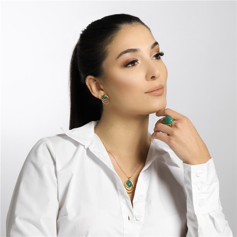 Conjunto Brilhato Pedras Naturais Brasileiras — Folheado a Ouro