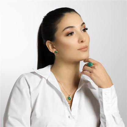 Conjunto Brilhato Pedras Naturais Brasileiras — Folheado a Ouro
