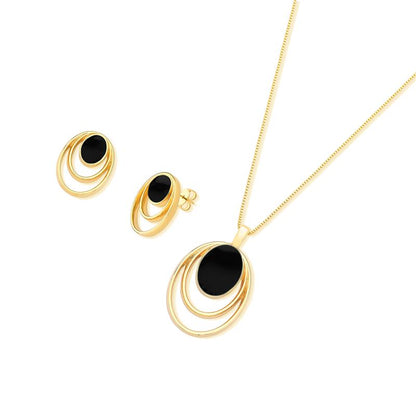 Conjunto Brilhato Pedras Naturais Brasileiras — Folheado a Ouro