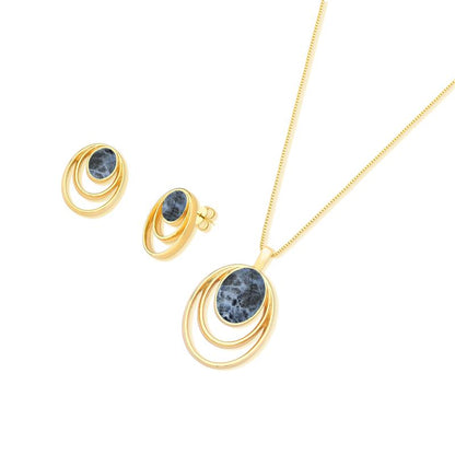 Conjunto Brilhato Pedras Naturais Brasileiras — Folheado a Ouro