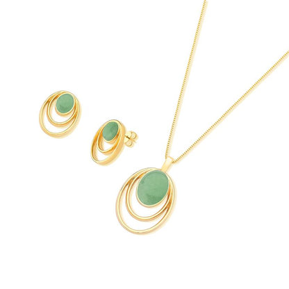 Conjunto Brilhato Pedras Naturais Brasileiras — Folheado a Ouro