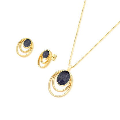 Conjunto Brilhato Pedras Naturais Brasileiras — Folheado a Ouro