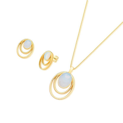 Conjunto Brilhato Pedras Naturais Brasileiras — Folheado a Ouro