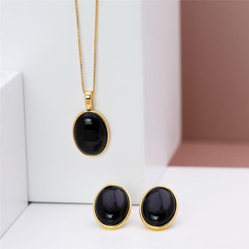 Conjunto Brilhato Pedras Naturais Brasileiras — Folheado a Ouro