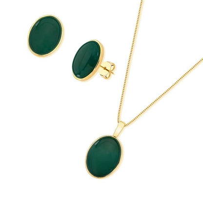 Conjunto Brilhato Pedras Naturais Brasileiras — Folheado a Ouro
