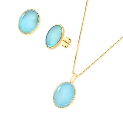 Conjunto Brilhato Pedras Naturais Brasileiras — Folheado a Ouro
