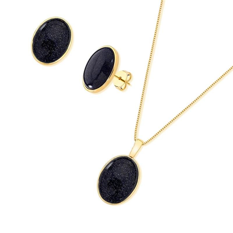 Conjunto Brilhato Pedras Naturais Brasileiras — Folheado a Ouro
