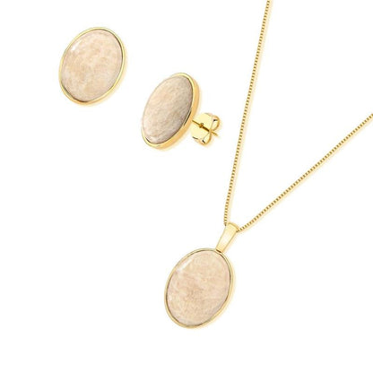 Conjunto Brilhato Pedras Naturais Brasileiras — Folheado a Ouro
