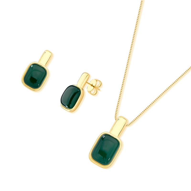 Conjunto Brilhato Pedras Naturais Brasileiras — Folheado a Ouro
