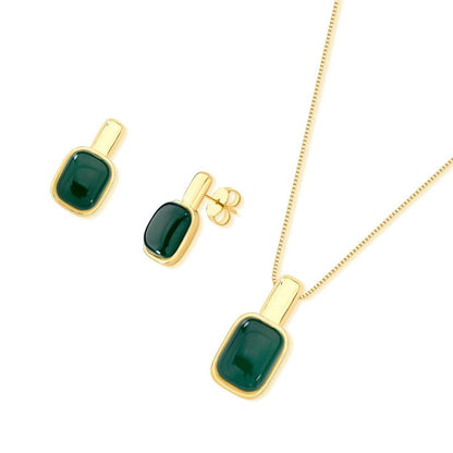 Conjunto Brilhato Pedras Naturais Brasileiras — Folheado a Ouro