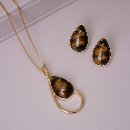 Conjunto Brilhato Pedras Naturais Brasileiras — Folheado a Ouro