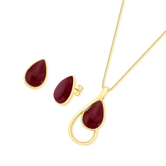 Conjunto Brilhato Pedras Naturais Brasileiras — Folheado a Ouro