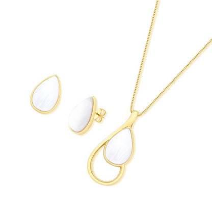 Conjunto Brilhato Pedras Naturais Brasileiras — Folheado a Ouro