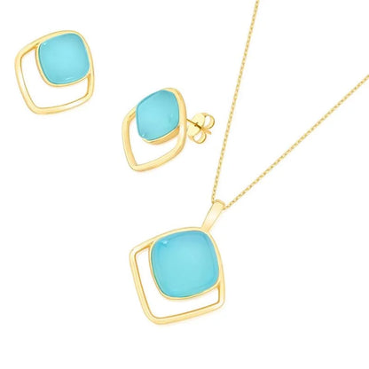 Conjunto Brilhato Pedras Naturais Brasileiras — Folheado a Ouro