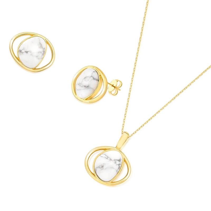 CONJUNTO FOLHEADO A OURO