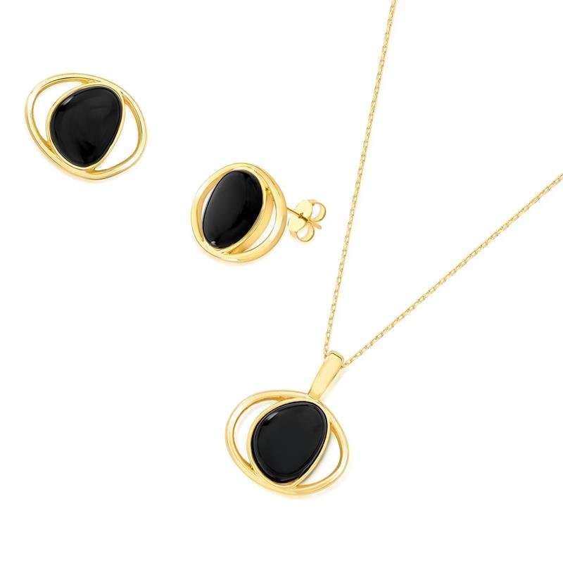 Conjunto Brilhato Pedras Naturais Brasileiras — Folheado a Ouro