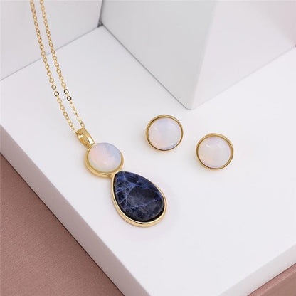 Conjunto Brilhato Pedras Naturais Brasileiras — Folheado a Ouro