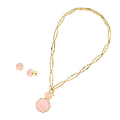 Conjunto Possebon Folheado a Ouro - Pedra Natural