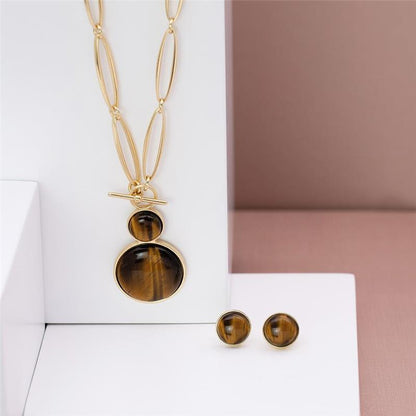 Conjunto Possebon Folheado a Ouro - Pedra Natural