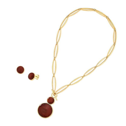 Conjunto Possebon Folheado a Ouro - Pedra Natural