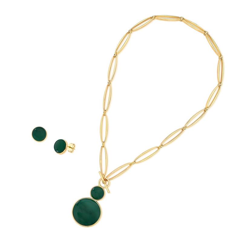 Conjunto Possebon Folheado a Ouro - Pedra Natural