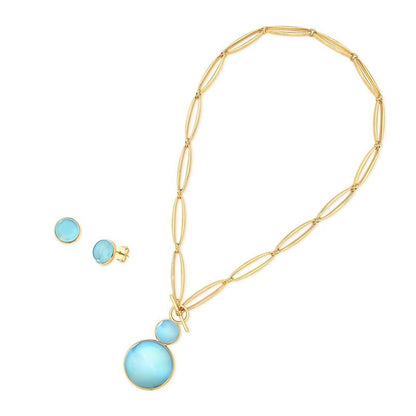 Conjunto Possebon Folheado a Ouro - Pedra Natural