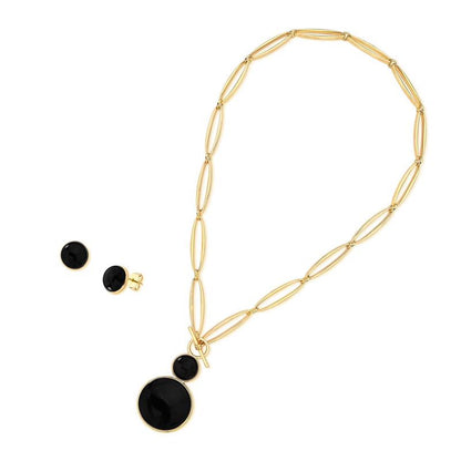 Conjunto Possebon Folheado a Ouro - Pedra Natural