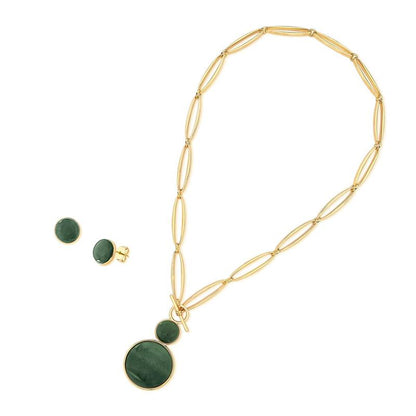 Conjunto Possebon Folheado a Ouro - Pedra Natural