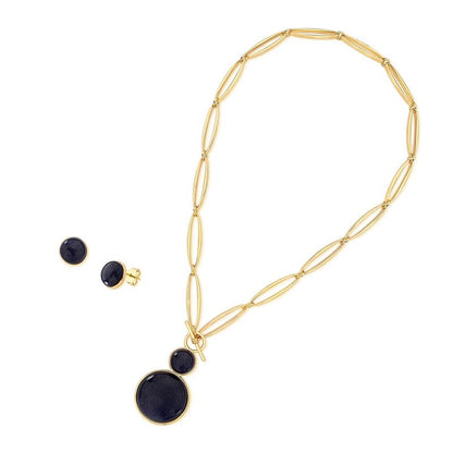 Conjunto Possebon Folheado a Ouro - Pedra Natural